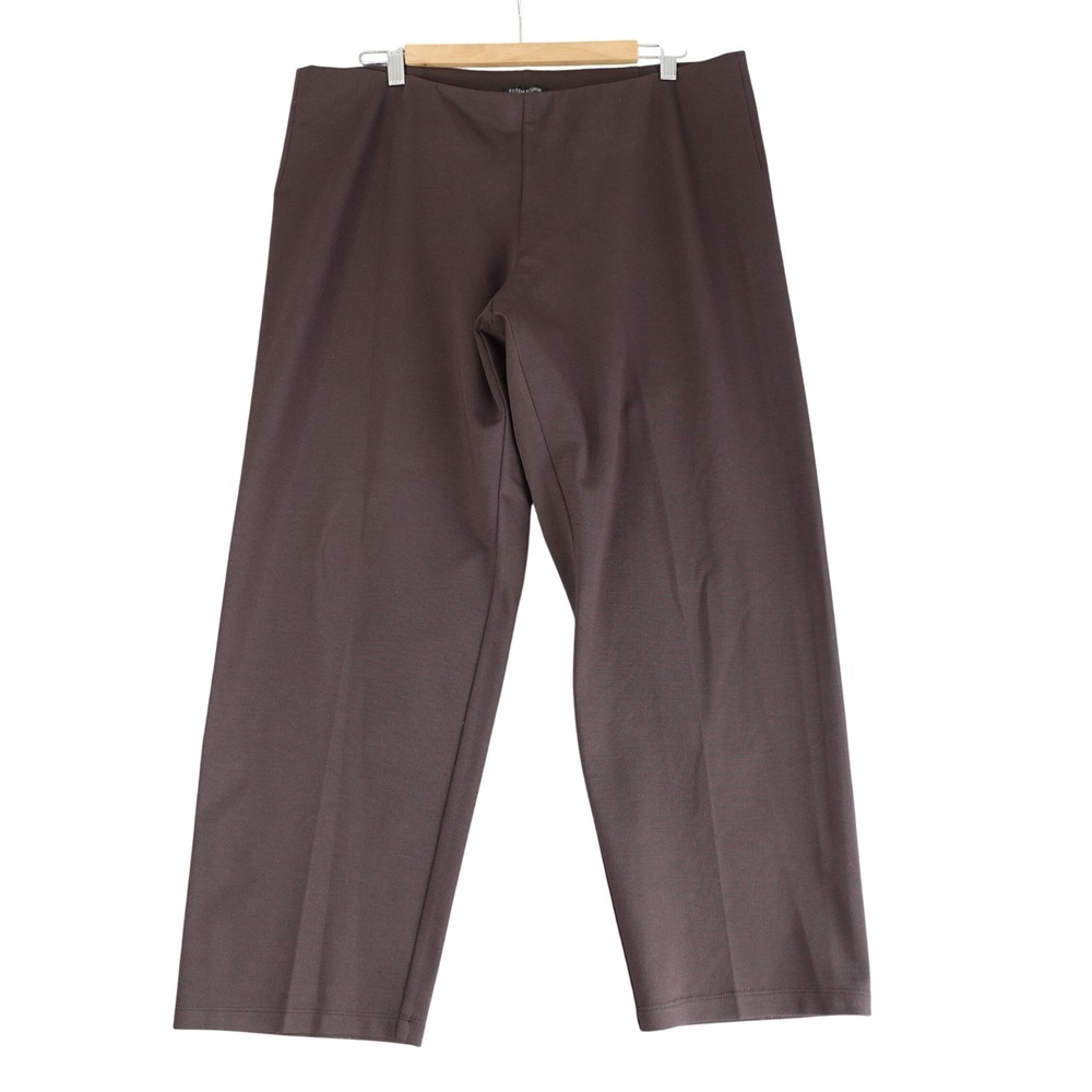 Eileen Fisher Pants Womens XL Brown Knit Relaxed Straight Pull On Baggy Cropped